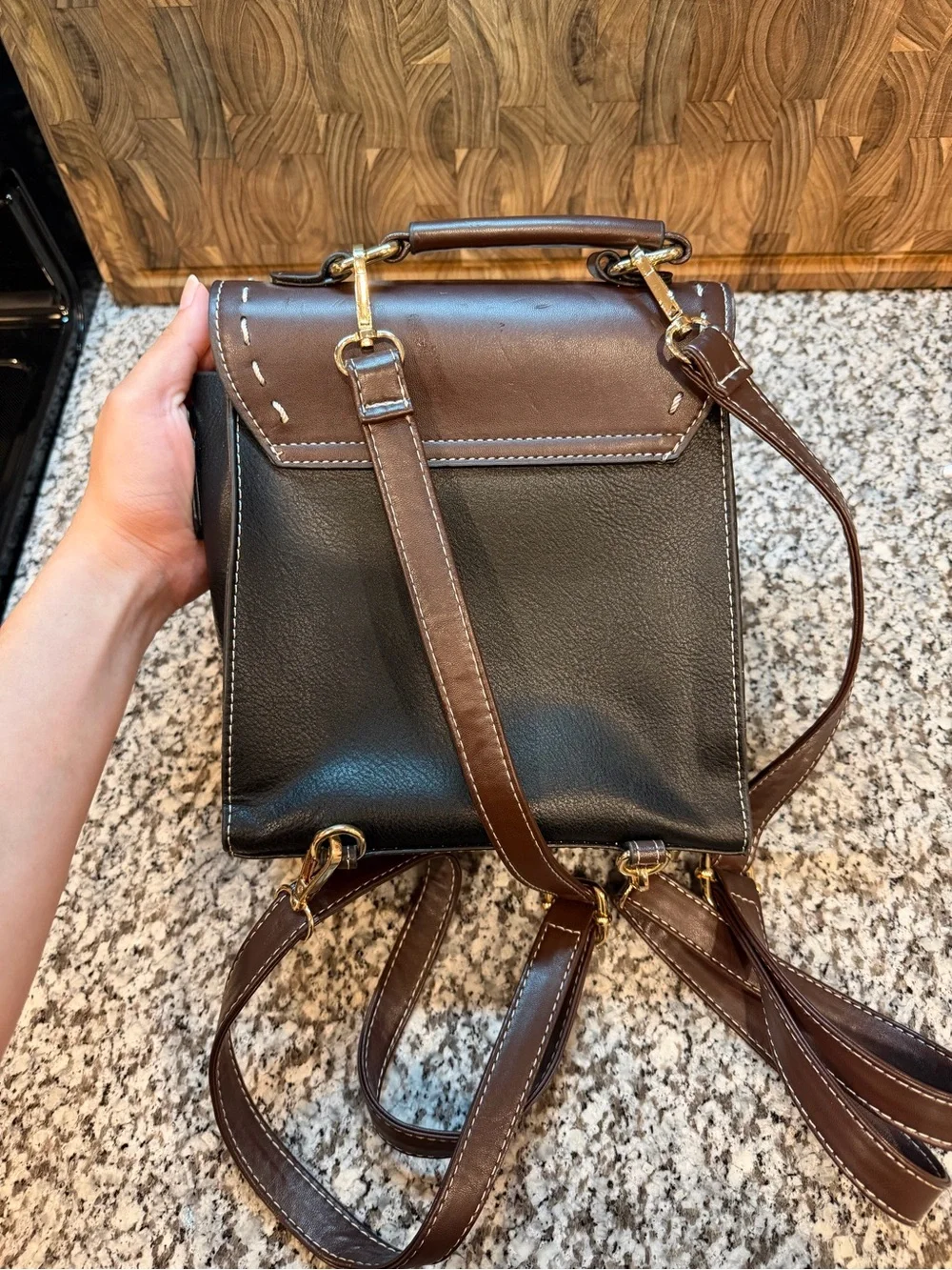 Two-Tone Brown & Black Women’s Top-Handle Satchel